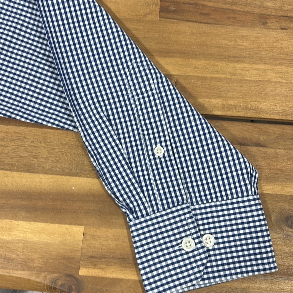 Men’s Izod Slim Fit Blue and White Check Button Down Shirt Size Large - Picture 7 of 8